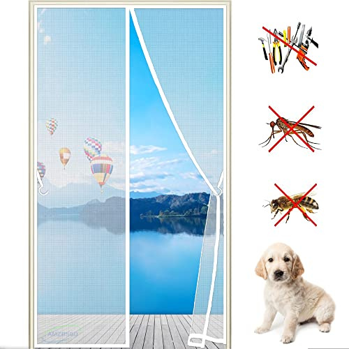 Cortina Mosquitera Magnética para Puertas 125x200cm Mosquitera Magnética, Cortina de Protección contra Insectos para la Puerta del Balcón, Sala de Estar, Blanco Personalizable