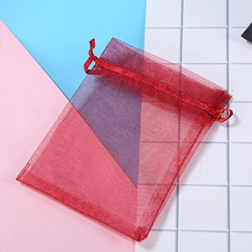 ORGEFY Organza-Beutel mit Kordelzug, 10 x 15 cm, 10 x 15 cm, 10 x 15 cm, Schmuckverpackung, Hochzeit, Weihnachten, Geburtstag, Geschenkverpackung, Pouces, Rotwein, 5 x 7 cm, 100 Stück