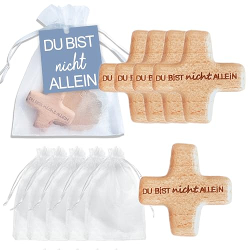 MKISHINE 5pcs Holzkreuz - Du bist nicht allein: Kleines Holzkreuz im Beutel Sonstiges Zubehör -Glücksbringer konfirmation geschenk kommunion geschenke für jungen