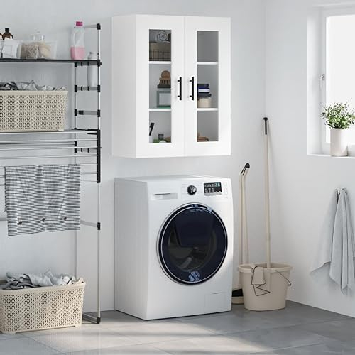 Homgoday Väggskåp, väggskåp med förvaringsutrymme, köksskåp, badrumsskåp, överskåp för vardagsrum, sovrum, arbetsrum, hall, entré, vit, 69,5 x 34 x 90 cm