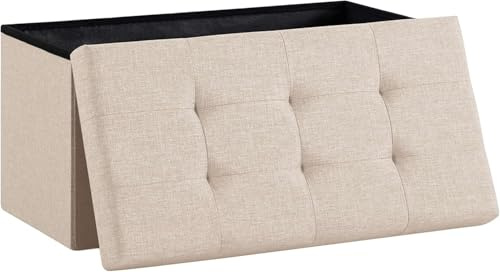 Madera Nieve Banco con Almacenamiento, Banco Acolchado, Taburete, baúl con Capacidad de Carga de hasta 300 kg (Beige, 76x38)