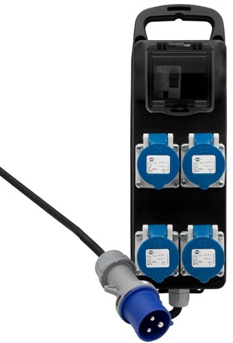 Brennestuhl BRENNENSTUHL Distributore di Corrente Portatile con Interruttore di Protezione BSV P CEE 230V/16 A, Made in Austria, Spina CEE & 4x Prese CEE, Fissabile a parete, Cavo 2 metri, IP44