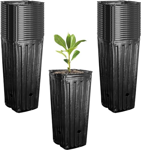 50 macetas altas de plástico para vivero, macetas de 24 cm de alto, macetas para plantas de jardín de interior y exterior