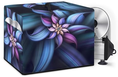 NETILGEN Housse de protection pour trancheuse à viande - Robuste et étanche à la poussière - Pour appareil de cuisine - Avec sac de rangement pour d'autres accessoires - Fleur bleue et violette