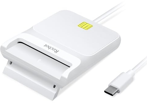 Recbot CAC Reader USB C, CAC Reader Military, DOD Military USB C Common Access CAC Smart Card Reader, Compatible with Windows, Mac OS and Linux (White)