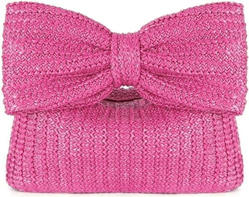 RARIHUOZY UmhäNgetasche Damen Klein Gewebte Strohhandtasche Clutch Für Damen,Gewebte Tasche Tasche Stroh Clutch Purse Stroh Handtasche Für Frauen Mädchen Für Reisen Einkaufen (Ret)