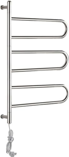 JUVELIO 570mm Wide x 850mm high Electric Heated Towel Rail Radiator for Bathroom Electric Towel Rack, Swing Towel Holder,Stainless Steel