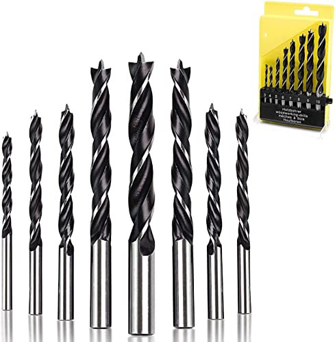 Yuentoen 8-teiliges Holzbohrer-Set (3-10 mm),Wood Holzspiralbohrer,Bohrer,Spiralbohrer für präzises Bohren in Holz, Sperrholz,Spanplatten