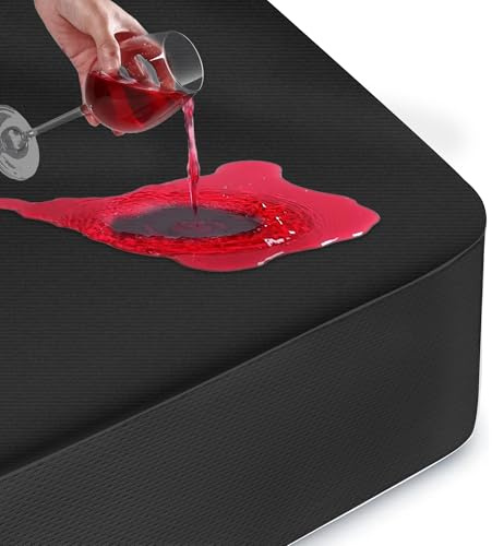 Protector de colchón impermeable de 122 x 190 cm, transpirable, impermeable, con bolsillos de 30 cm de profundidad, protector de colchón de goma, color negro