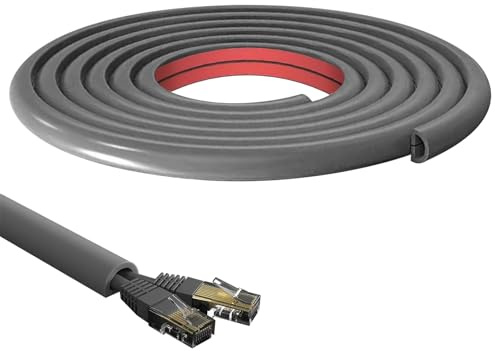 Flexibler Kabelkanal Selbstklebend PVC - Halbrunde Kabelabdeckung 15x10mm Mini Kabelschacht für Haus, Büro, Lager (Grau Halbrund, 2M)