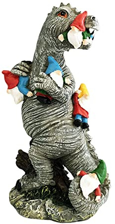 Dinosaur Ornaments, Dinosaur Eating Garden Gnome Statue, Decoration Dinosaurs Statues Garden Statue Garden Ornaments for Patio Yard S