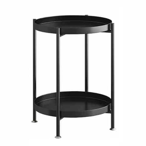 SLDAGe Beistelltische Wohnzimmer, Rollender Barwagen Mit Rädern Eleganter Servierwagen Mit Metallrahmen Für Küche, Esszimmer Oder Wohnzimmer Display Und Lagerung,Schwarz,2TierA