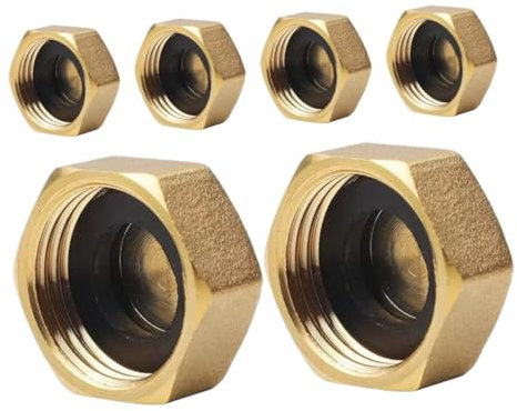 CIYODO 6pcs 1/2 Brass Water Pipe Cap Female Thread Plumbing Fittings with Washer for Radiator Valve Faucet Repair and Garden Hose End