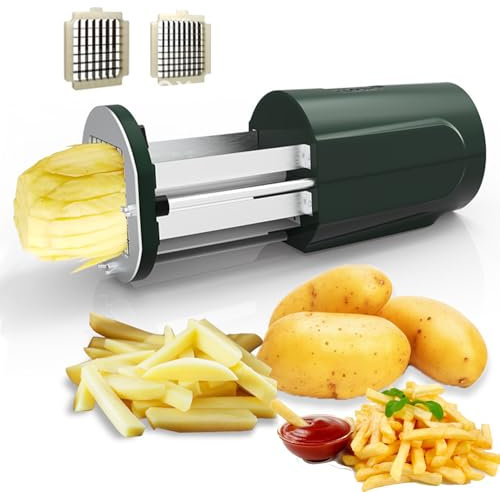 Cutter di Patatine Fritte Elettriche, Schierate Professionali E Patatine Fritte, Taglierina di Patate Elettriche, con Lame A 2 Dimensioni, Utilizzo per Patate, Carote, Mele