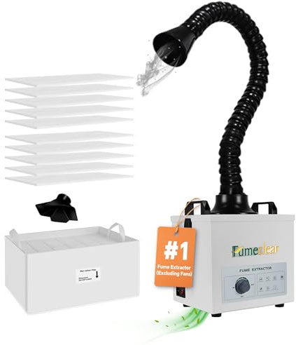 FumeClear FC-100A Fume Extractor, Max 260m³/h Suction with Knob Control | H13 HEPA Filter 99.97% Remove Smoke Particles and Odors Solder Fume Extractor for Soldering, Laser Engraving, 3D Printing