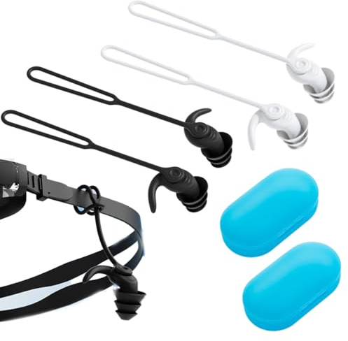 SIRLOMU Tapones para los oídos de natación para adultos, 2 pares, impermeables y reutilizables de silicona suave, para la ducha, natación, deportes acuáticos, surf, snorkel