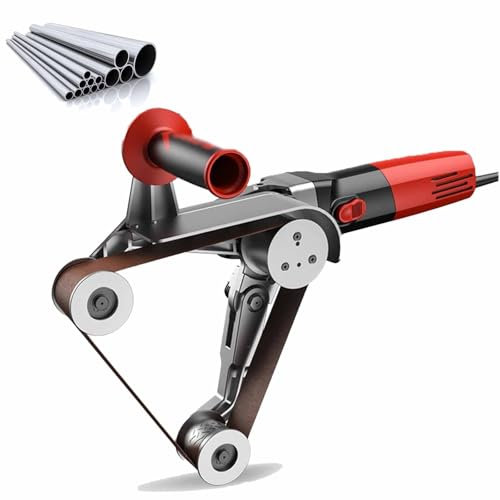 DOJOEUU Lucidatrice per Tubi, lucidatrice elettrica per Tubi in Acciaio Inox da 1100 W, 6 velocità Regolabili, Diametro Massimo del Tubo 250 mm, levigatrice a Nastro per Tubi Portatile(3Roller)
