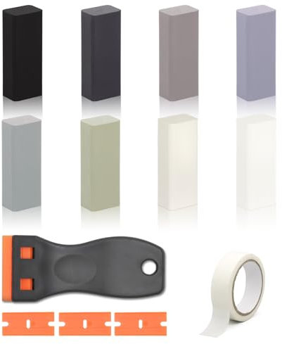 8 Colori Stucco Legno, Cera per Legno, Stucco per Legno Riempitivo Grigio, Cera Riparazione Legno ad Alta Durezza e Resistenza All'usura, Adatta per Laminato, Legno, Marmo e Piastrelle
