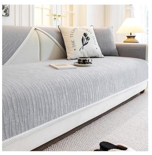 FYFWPA Couch Überzug Weiche Chenille Sofabezug: Anti Rutsch Vintage Sofa Überzug für U Form L Form Sektionssofa Dicke Strukturierte Sofaschoner für 1 2 3 4 Sitzer Sofa(Grau,70 * 70cm)