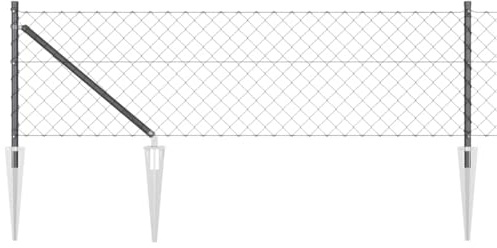 vidaXL - Chain Link Fencing 0.6 x 25 m Galvanised Steel 13 Stake Posts