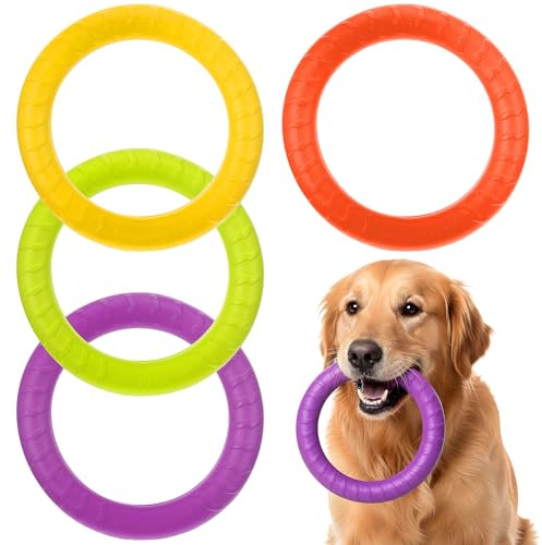 Telooco 4 Pack Dog Training Ring Toy, 7.48 Inch Dog Rings for Aggressive Chewers, Indestructible Pet Toys Flying Disc Floating Puppy Ring for Large Medium Puppy Training and Chewing