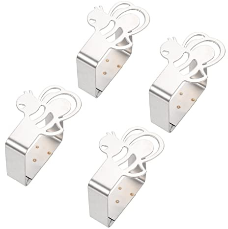 SOPOTUTU 4 Piezas Pinzas para Mantel Inoxidable Sujetamanteles Antideslizantes para Exteriores Clips Decorativos Forma de para Fiestas Picnic y Bodas