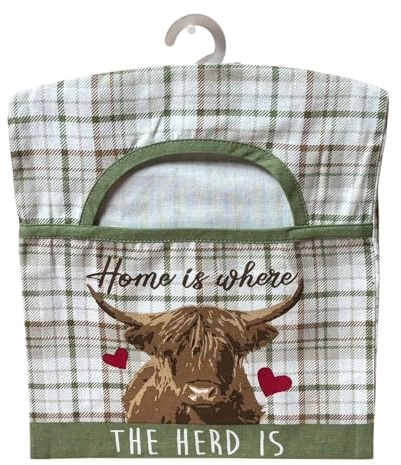 On Trend 100% Cotton Peg Bag with Double Hanging Hook (30 x 33 cm) (Highland Cow)
