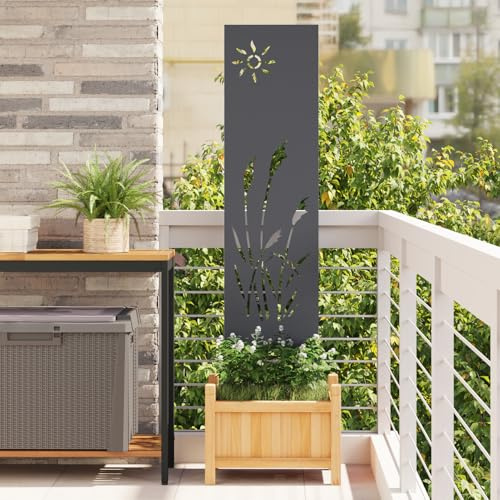 Gecheer Garten dekoratives Panel Anthrazit 32 x 140 cm, Gartendeko Metall Paneel Dekoratives Gartenpanel universeller Aufsteller für Garten Terrasse Balkon Vorgarten876205