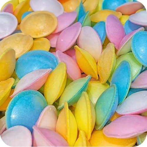 Flying Saucer Sweets | Retro Sherbet Filled Discs | UK Made Flying Saucers | Bulk Retro for Parties, Weddings & Gifts | Colourful Rice Paper with Tangy Sherbet Cen (100g)