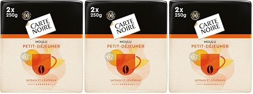 CARTE NOIRE - Moulu Petit Déjeuner - Arabica et Robusta - Intensité 7 - café long - Intense et Aromatique - 2x250g (Lot de 3)