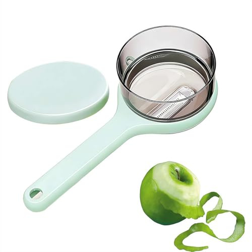 Pelaverdure con contenitore, pelapatate senza sporchi, con custodia, lama in acciaio inox per patate, carote, mele, facile da pulire, manico ergonomico, arancione/verde