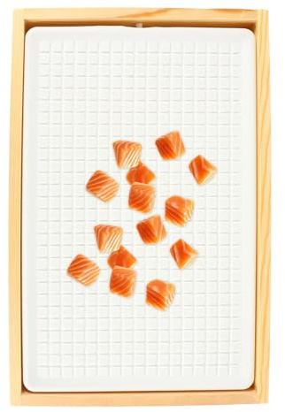 GANAZONO Vassoio Refrigerato per Sushi in Legno Piastra di Ghiaccio Rettangolare per Conservazione Freschezza Pesce e Frutti di Mare, per Buffet e Ristoranti