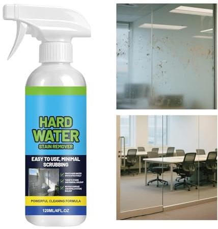 DzpKrka Spray Rimuovi Macchie Da Acqua, 120ml Senza Strofinio Lunga Durata, Detergente Per Vetri Doccia Da Macchie Di Acqua Dura, Per Piastrelle Rubinetteria Appartamenti Affitti Hotel