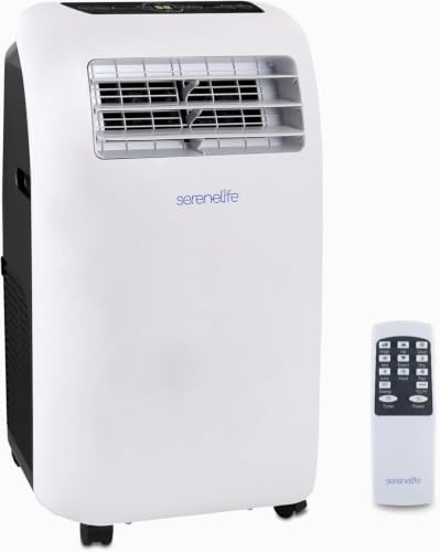 SereneLife - Aire acondicionado móvil silencioso, 7 K, BTU, aire acondicionado portátil 3 en 1 con función deshumidificador integrada, modo ventilador, control remoto, kit de evacuación completa para