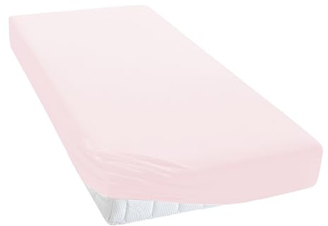 TM MAXX Jersey Spannbettlaken für Baby und Kinder mit Öko-Tex Standard (Hellrosa 006, 80x160 cm) Matratzenhöhe bis 25 cm, Spannbetttuch aus 100% Baumwolle
