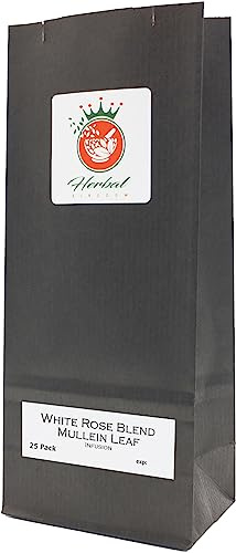 Mullein Leaf and Black Tea Herbal Infusion (White Rose Blend - 25 Unbleached Tea Bags - 50g)