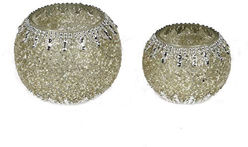 Teelicht Wili mit Strasssteinen (silber, 10 cm)