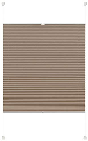 Deco Company Plissee zum Klemmen, Blickdichtes Faltrollo, Alle Montage-Teile inklusive, EASYFIX Plissee verspannt mit Zwei Bedienschienen, Taupe, 80 x 220 cm (BxH)