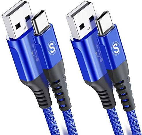 2-Pack 2M USB C Cable 3.1A Fast Car Charger Cable Compatible for iPhone 17 air 16 15 Plus Pro Max, Samsung Flip/Fold 7 6 5 4 3 S26 S25 S24 S10 S20 S21 S22 S23 A16/15/14/13/12 A35/A34 A56/55/54, Pixel