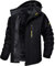 MAGCOMSEN Winterjacken Herren Warm Softshelljacke Outdoor Skijacke Fleece Winterparka Herren Übergangsjacke Wasserdicht Regen Jacke Wanderjacke mit Kapuze Schwarz XL