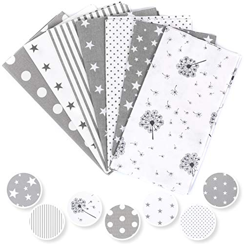 Amilian Baumwollstoff Meterware Stoffe Stoffreste zum Nähen Stoffpaket Paket: 7 Stück je 50 x 80cm für Patchwork 100% Baumwolle DIY Baumwolltuch SET 3