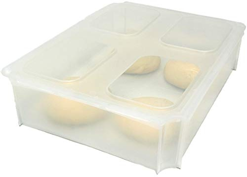 Palatis 1x Teigballenbehälter Pizzaballenbox Pizzaballenbehälter Hefeteig Behälter transluzent Größe 35,5 x 27,5 x 8,5 cm + 1x Klickdeckel