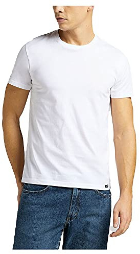 Lee Twin Pack Crew T-shirt Homme, Blanc, 3XL