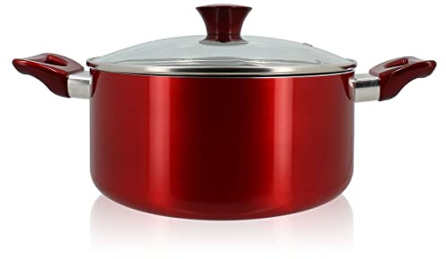 MENASTYL - Faitout 24 cm Cerise tous feux dont induction - Revêtement antiadhésif - Lave-vaisselle - Aluminium - Rouge métallique - 6020579