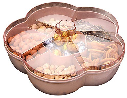 Snack Aufbewahrungsbox, Süßigkeiten Box, Snack Serviertablett Snacks Aufbewahrungsbox Mit Deckel für Nussbonbons Trockenfrüchte Lebensmittel Aufbewahrungsbox Obstbox Trockenobstbehälter, Rosa