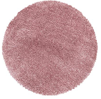Carpettex Hochflor Teppich - Wohnzimmer Shaggy Flokati Modern Einfarbig 160 cm Rund Rosa - Schlafzimmer Weich Flauschig Waschbar - Küche Esszimmer Langflor
