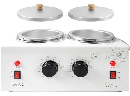 1.2L Double Portable Wax Warmer Machine for Painless Hair Removal, Women Men Professional Wax Heater with Adjustable Temperature Set, 40pcs Sticks
