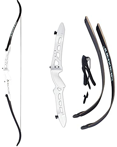 SHARROW 68 Zoll Take-Down Recurvebogen Set 18-40 Lbs Zielscheibe BogenschießEn Jagdbogen Pfeil Und Bogen Erwachsene Sportbogen für Jagd Hunting Jugendliche DraußEn Spielzeug (Weiß Bogen, 24Lbs)