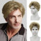 QUEENTAS Peluca corta Rubio Oscuro para hombre, peluca de pelo sintético con rizos naturales, peluca diaria para hombre