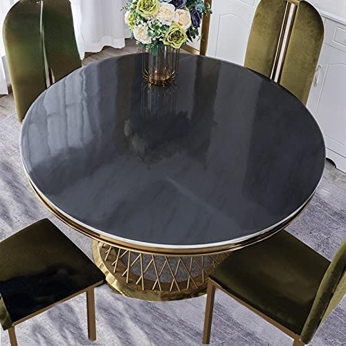VISZC Tischdecke transparente Glasklar Folie aus PVC -2mm-Runde -Schwarz -90cmΦ Tischläufer Tischschutz Abwaschbar Schutzfolie Tischfolie wasserdicht